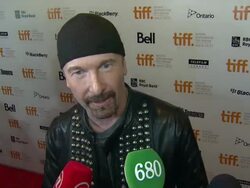 INTERVIEW: The Edge on the film and U2's legacy at the 2011 Toronto International Film Festival - 'From The Sky Down' Premiere at Toronto ON. (Footage by WireImage Video/Getty Images Entertainment Video) Stock Footage