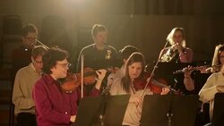 People playing instruments in orchestra Stock Footage
