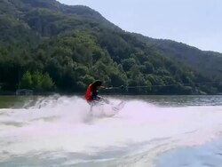 MS TS Shot of Young man wakeboarding / Gyeonggi=do, South Korea  Stock Footage