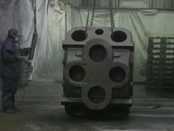 MS Paint shop for casting objects at foundry / Junckerath, North Rhine-Westphalia, Germany Stock Footage