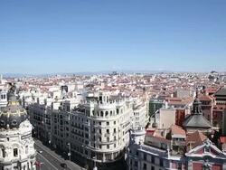 VDO : view of Gran Via, main shopping street in Madrid, capital of Spain, Europe. Stock Footage