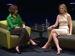 INTERVIEW: Helen Hunt and Dale Franzen on the Broad Stage production of 'Our Town' at the The Broad Stage And Helen Hunt Announce Davis Cromer's Production Of Thornton Wilder's 'Our Town' at Santa Monica CA. (Footage by WireImage Video/GettyImages) Stock Footage