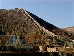 Old workings of mine for iron & copper, Rio Tinto, Huelva, Andalusia, Spain Stock Footage