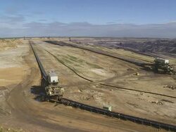 HD Brown Coal Strip Mining (Panning) Stock Footage