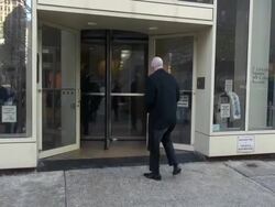 Donald Trump leaving the Live with Kelly & Michael show Stock Footage