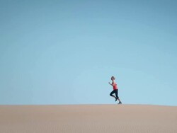 Woman doing sport desert Stock Footage