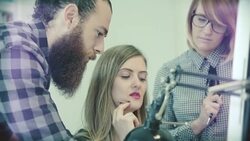 New business team: at work together in the startup office Stock Footage