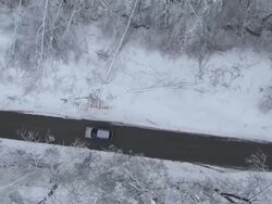 Driving Through A Forest After An Ice Storm Stock Footage