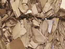 Bundles of Cardboard Waste TILT UP Stock Footage