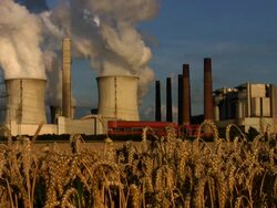 Brown coal power plant Stock Footage