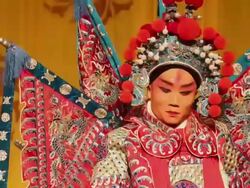 CU Actor performing Beijing opera in traditional theatre AUDIO / xi'an, shaanxi, china Stock Footage