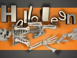 Falling Halloween Skeleton with Letters Stock Footage