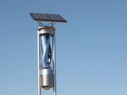 Renewable Energy Light with Solar Panel and Wind Turbine Stock Footage