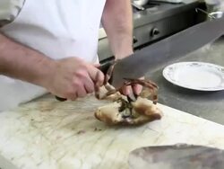 Chef kills a crab (200% speed) Stock Footage