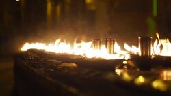 Ritual candles in Shwedagon Pagoda Stock Footage