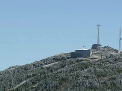 WS ARIEAL ZO View of Sugarloaf Ski Resort with network tower /Maine, United States Stock Footage