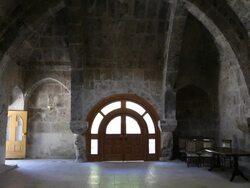 Haghartsin monastery, interior view of the refectory Stock Footage