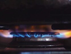 Hobs ignition from a matchstick Stock Footage