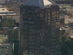 MS AERIAL ZO Shot of buildings in Greensboro / North Carolina, United States Stock Footage