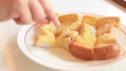 HD: Hand using fork pick bread. Stock Footage