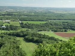 WS PAN View of Annapolis valley / Wolfville, Nova Scotia, Canada Stock Footage