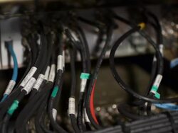 TV equipment room,Connection panel. Stock Footage
