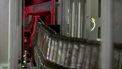 Laser control of beer bottles Stock Footage