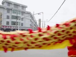 MS TS Villagers performing dragon dance in traditional festive folk celebration or carnival during chinese spring festival AUDIO / xi'an, shaanxi, china Stock Footage