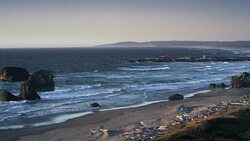 Cape Perpetua Oregon Coast at sunset Stock Footage