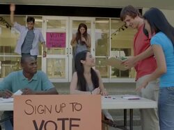 MS, activists encouraging students to vote on campus, San Antonio, Texas, USA Stock Footage