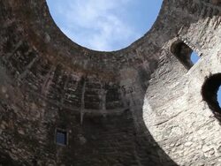 Split, Plalace of Diocletian, ceiling of the Roman vestibule Stock Footage