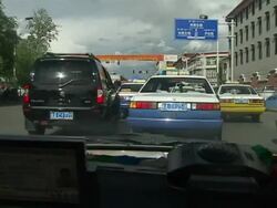 Driving shot through Lhasa, Tibet News Clip