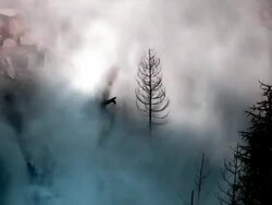 HD Flood Waves Destroying Valley (Loopable) Stock Footage