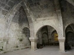 Haghartsin monastery, interior view of the refectory Stock Footage