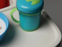 XOXO Cereal on Highchair Stock Footage