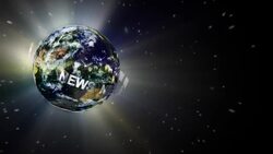 The word News appears in a circle around a spinning blue Earth. Stock Footage