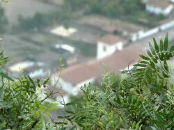 WS R/F View from high vantage point of possible church ,Sacred Valley ofIncas / Urubamba, Cusco, Peru Stock Footage
