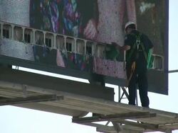 (HD1080i) Technology: Digital Billboard Repair Stock Footage