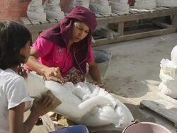 MS Women polish Buddha statue made of marble / Mandalay, Mandalay Division, Myanmar Stock Footage