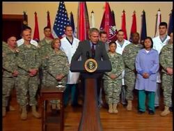 President Bush visits Walter Reed Army Hospital for the first time since a scandal over conditions forced several top Army officials to resign. News Clip