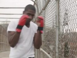 MS Young man practicing his boxing skills and working out in urban area / Minneapolis, Minnesota, United States Stock Footage