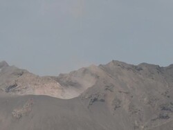 Crater of Sakurajima volcano in Japan smokes quietly, Japan Stock Footage