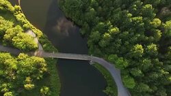 4K aerial of Otter Creek, in the Green Mountains near Middlebury, Vermont Stock Footage