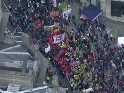 Aerial Shot Public Sector Workers Strike In London News Clip