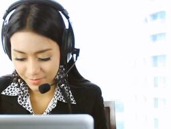 HD:Beautiful asian women operator smile. Stock Footage