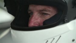 Stock-car driver's eyes focus on race Stock Footage