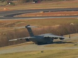 MS AERIAL Shot of Army plane at Piedmont Triad International Airport / North Carolina, United States Stock Footage