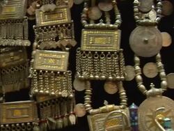 MS PAN view of silverware in market / Muscat, Oman Stock Footage