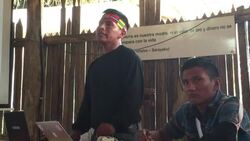 Various shots of meeting of leaders of Ecuador's autonomous indigenous region of Sarayaku during which they formulate policy on how to keep their lands free of petroleum exploration by the Ecuadorian government and foreign oil corporations. Stock Footage