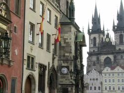 MS View of tyn cathedral church / Prague, Hlavni mesto Praha, Czech Republic Stock Footage